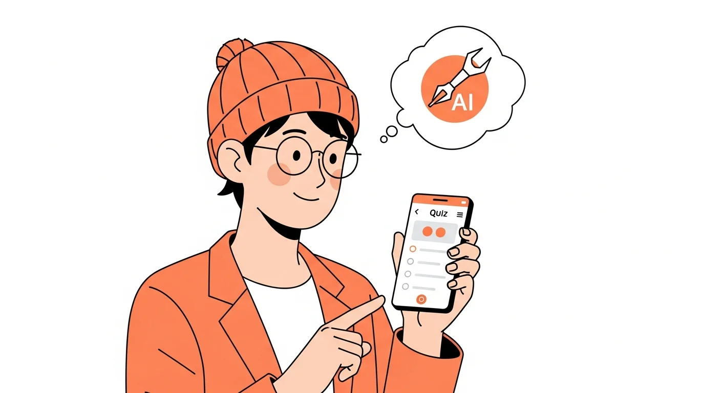 AIツール診断を使う日本人のイラスト
