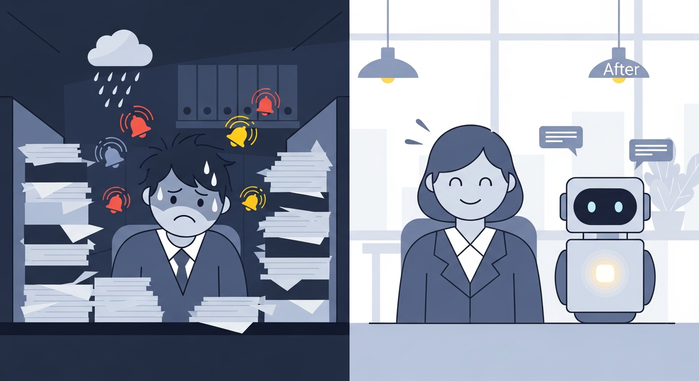 AIチャットボット導入のBefore/Afterイラスト