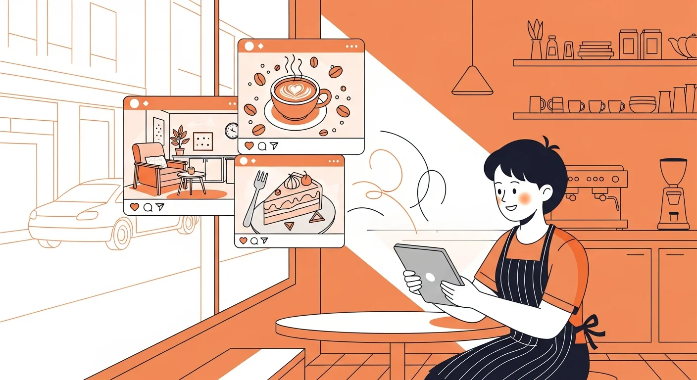 カフェのSNS運用効率化のイメージ
