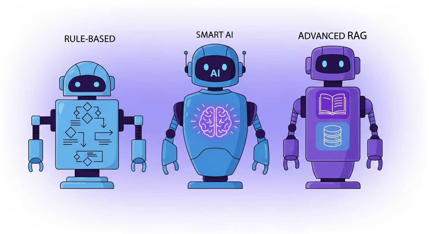 AIチャットボットの3つの種類を示すイラスト