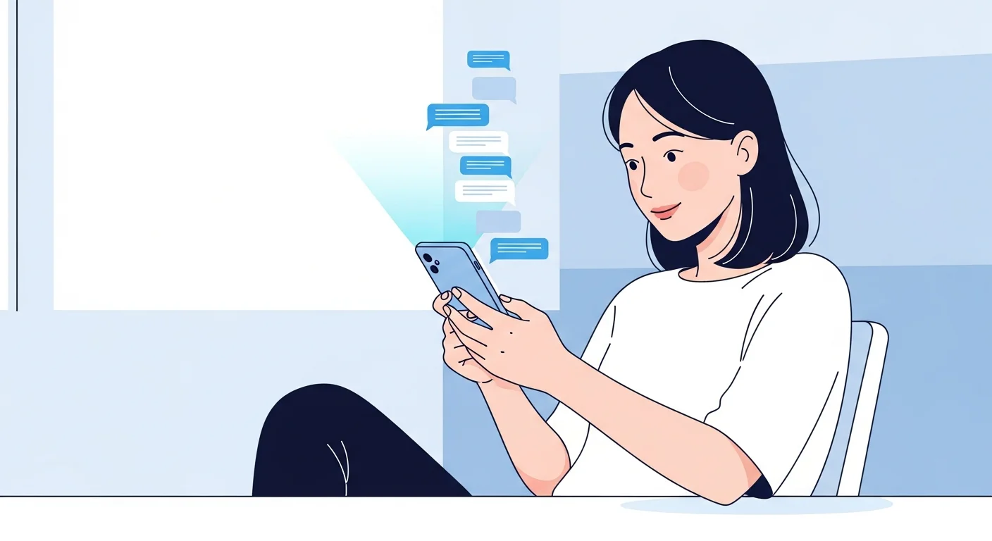 AIツールを気軽に使い始める日本人女性のイラスト