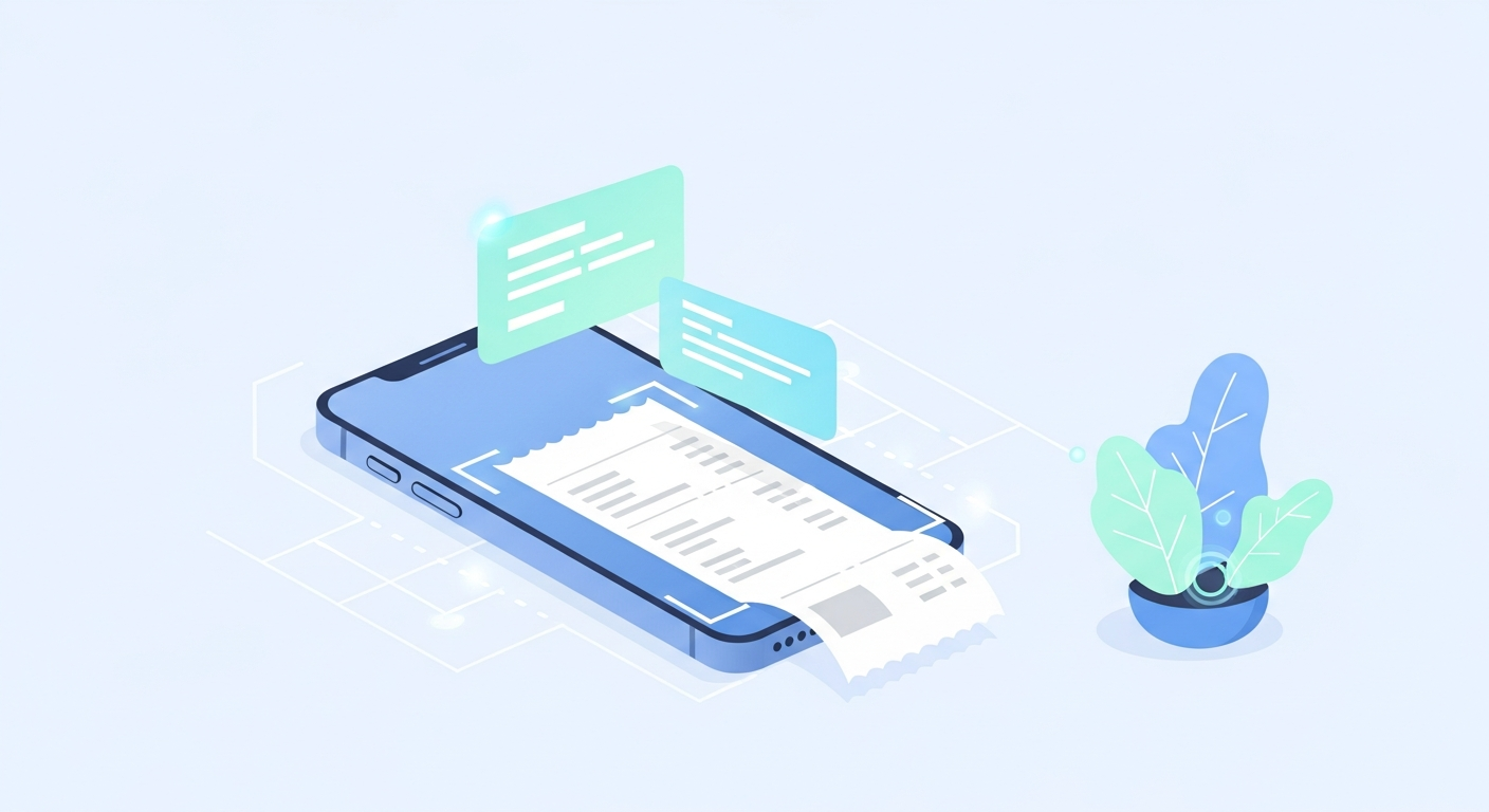 スマホで領収書を読み取るAI-OCRのイメージ
