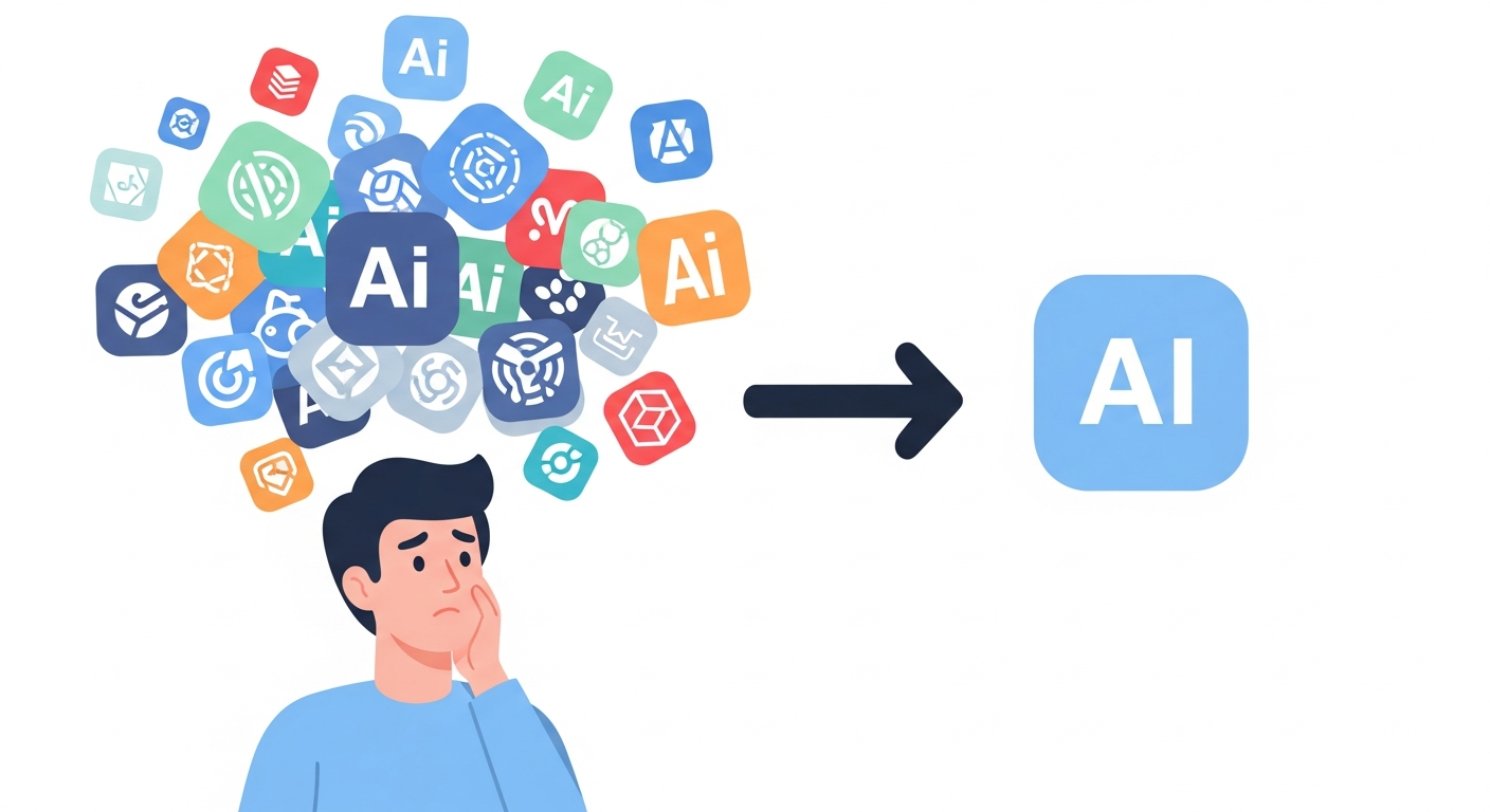 AIツールが多すぎて選べない人のイメージ
