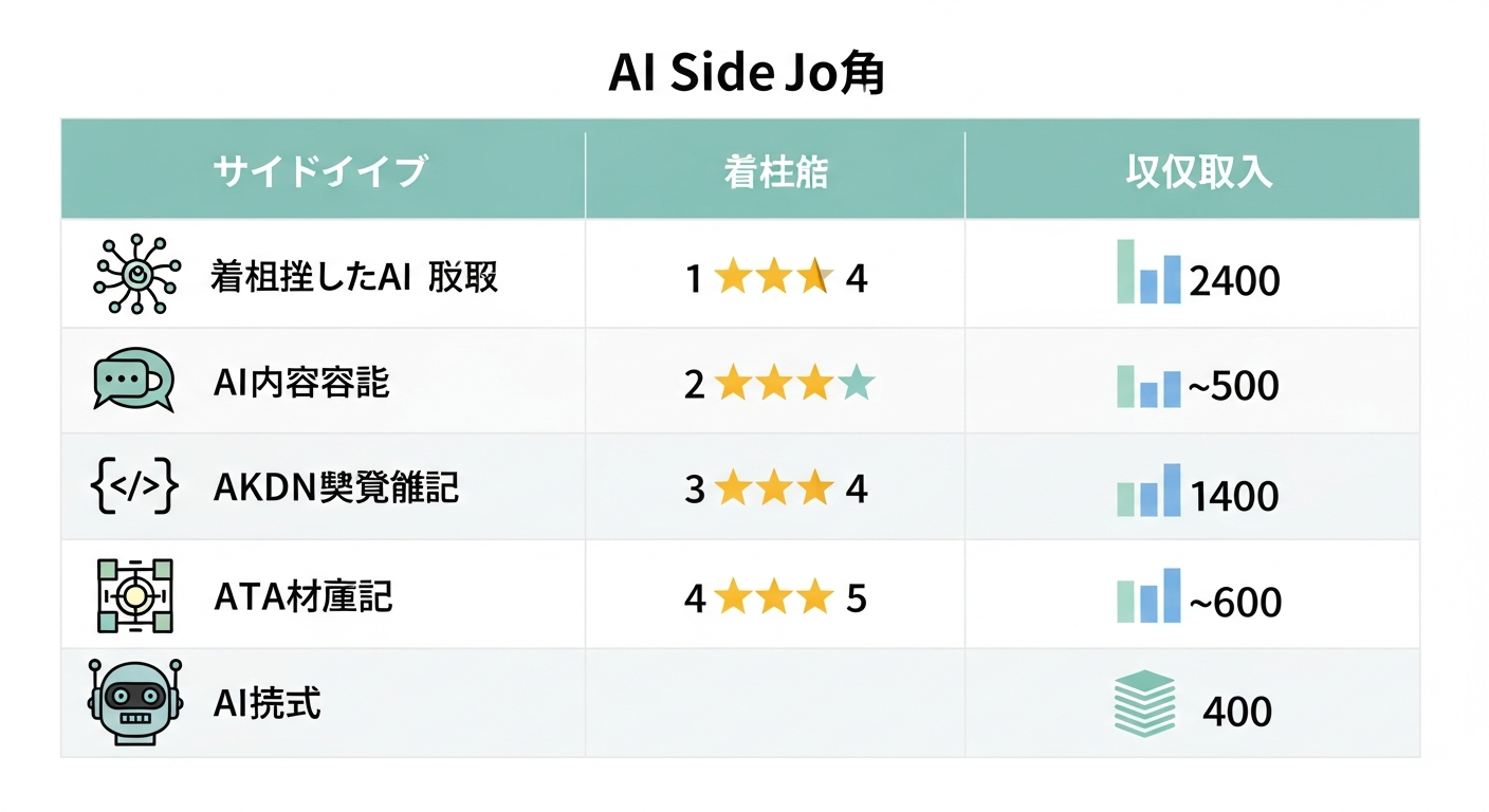 AI副業5選の比較表